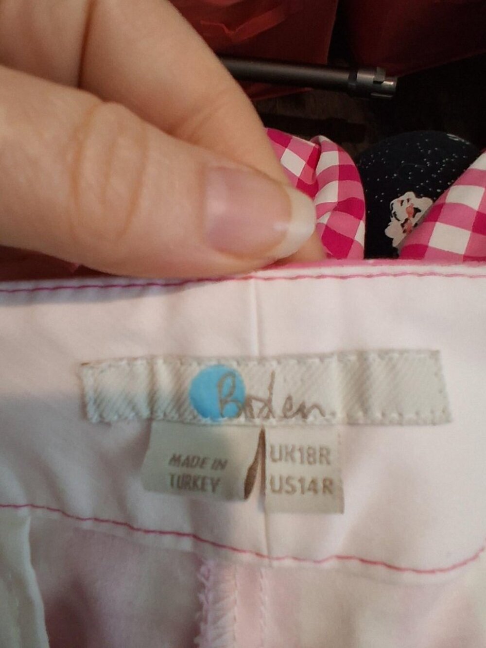 Boden The Richmond trouser pants womens 14 pink white gingham cropped ankle - Picture 2 of 4